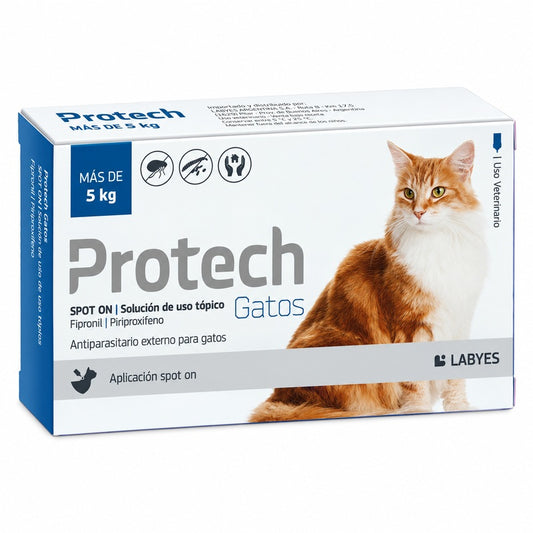 Labyes Protech Pipeta para Gatos mayor a 5 kg | Antipulgas y Garrapatas